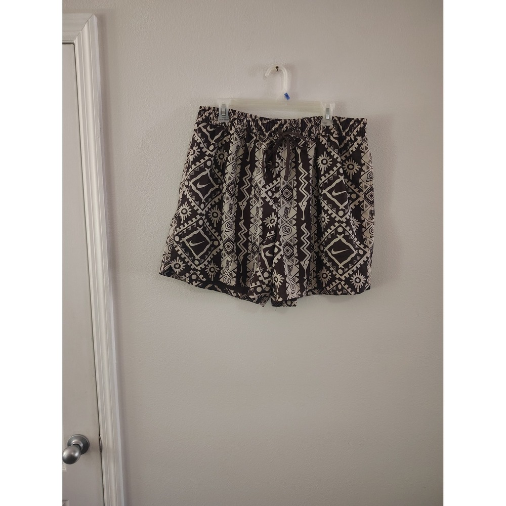 Nike‎ Mens XXL Brown Tribal Geometric Print Mesh Lined Shorts DQ5155-227